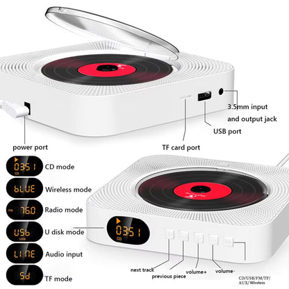 Ortekor Multifunctional CD Player with Bluetooth & Speakers | 6-in-1 Audio Experience for Modern Enjoyment