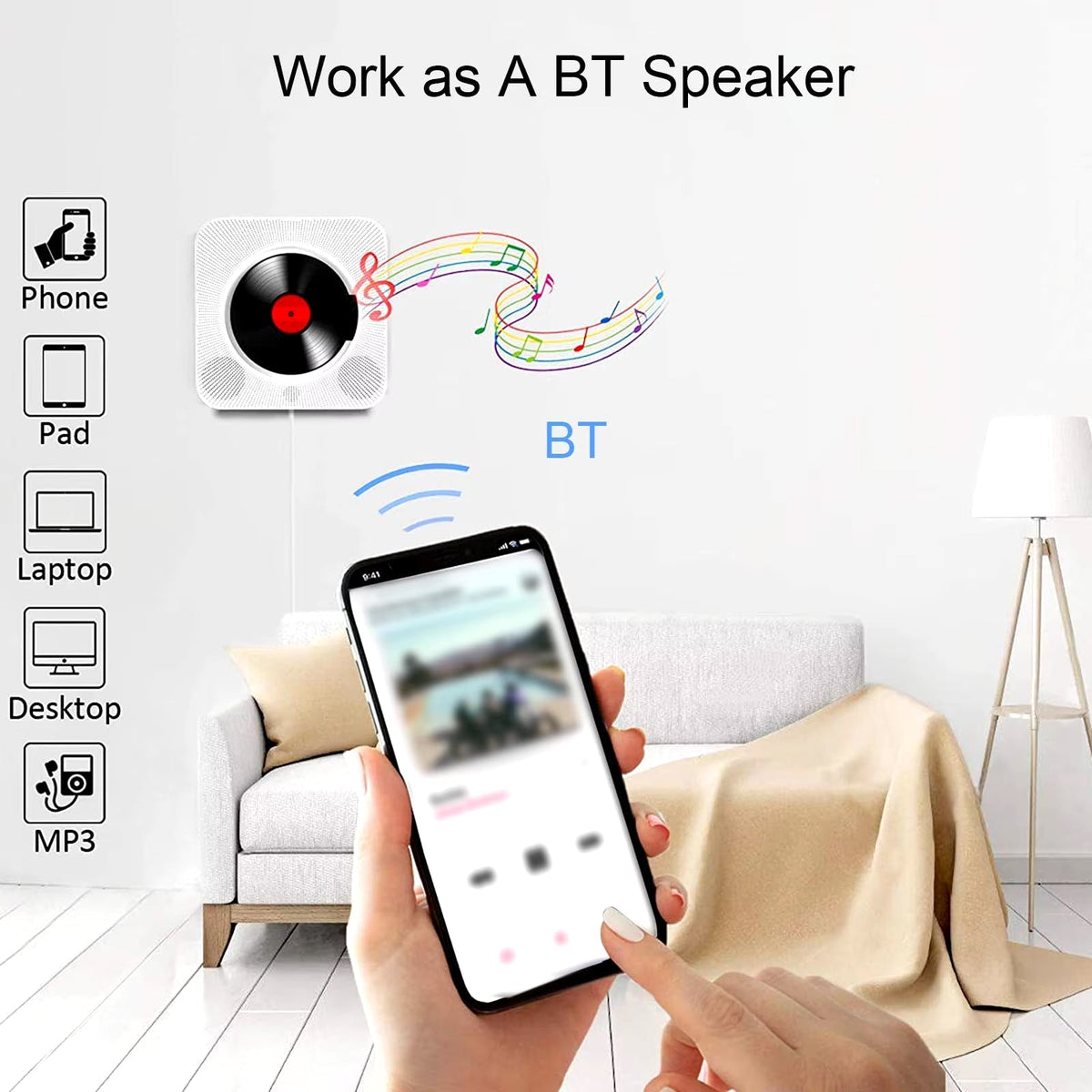 Ortekor Multifunctional CD Player with Bluetooth & Speakers | 6-in-1 Audio Experience for Modern Enjoyment