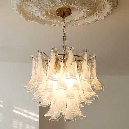 Multi-Arm Glass Pendant Light Fixture with E14 Sockets – Adjustable Height Hanging Lamp for Dining Room, Foyer & Living Room – Metal Frame w
