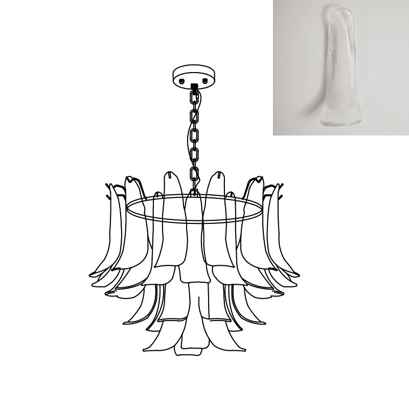 Multi-Arm Glass Pendant Light Fixture with E14 Sockets – Adjustable Height Hanging Lamp for Dining Room, Foyer & Living Room – Metal Frame w
