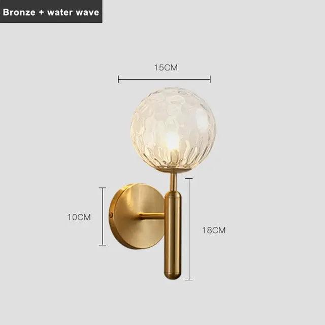 Decorative Wall Sconce Light with Handcrafted Glass Shade for Living Room Bedroom Hallway Modern Brass Black Finish