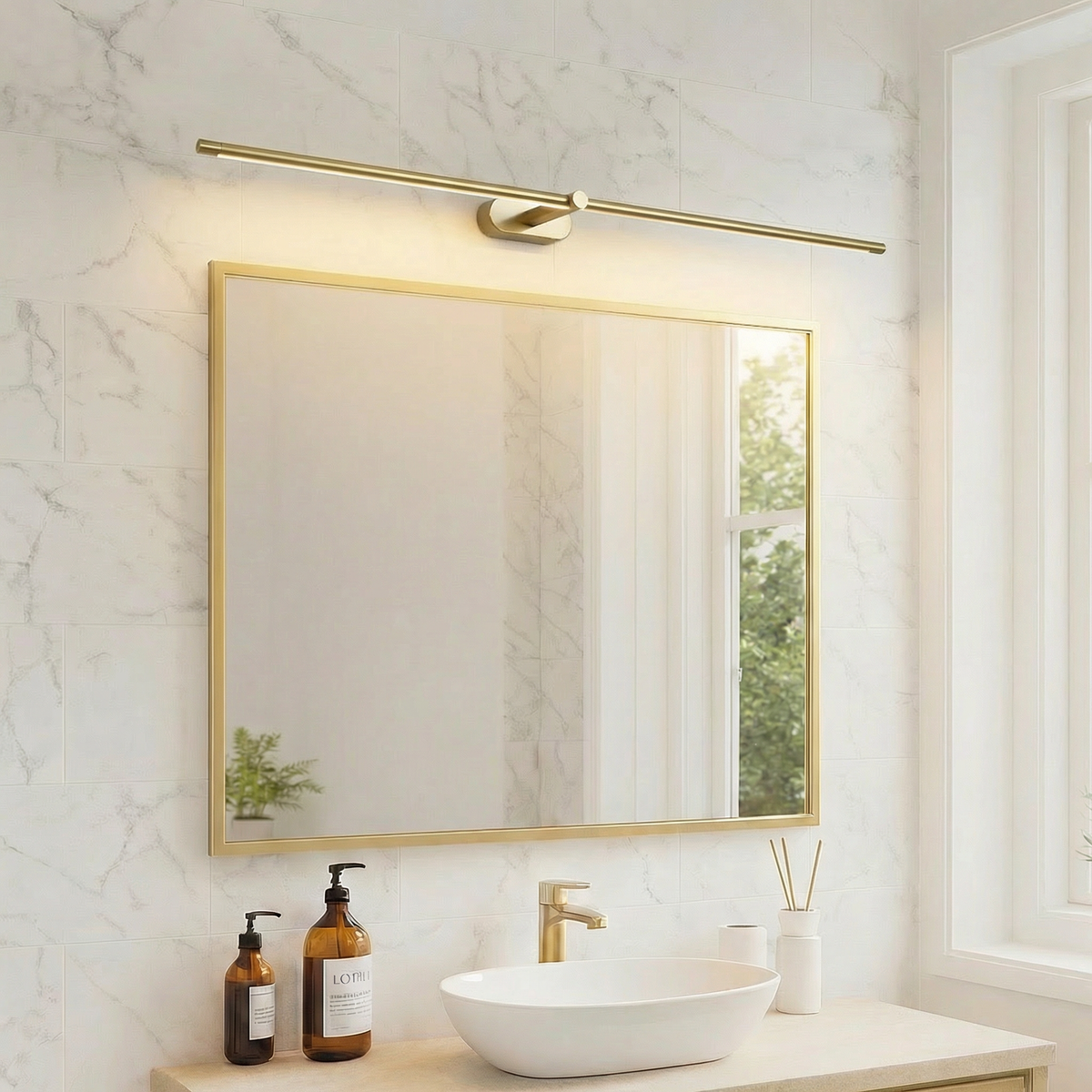 Vanity Light Bar Over Mirror LED Fixture Aluminum Linear Sconce 27.6 Inches Warm White Bathroom Lighting for Modern Washroom Makeup Area