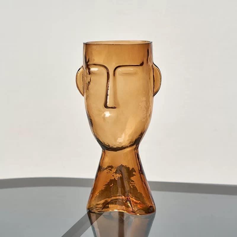 Artistic Face Handblown Glass Vase