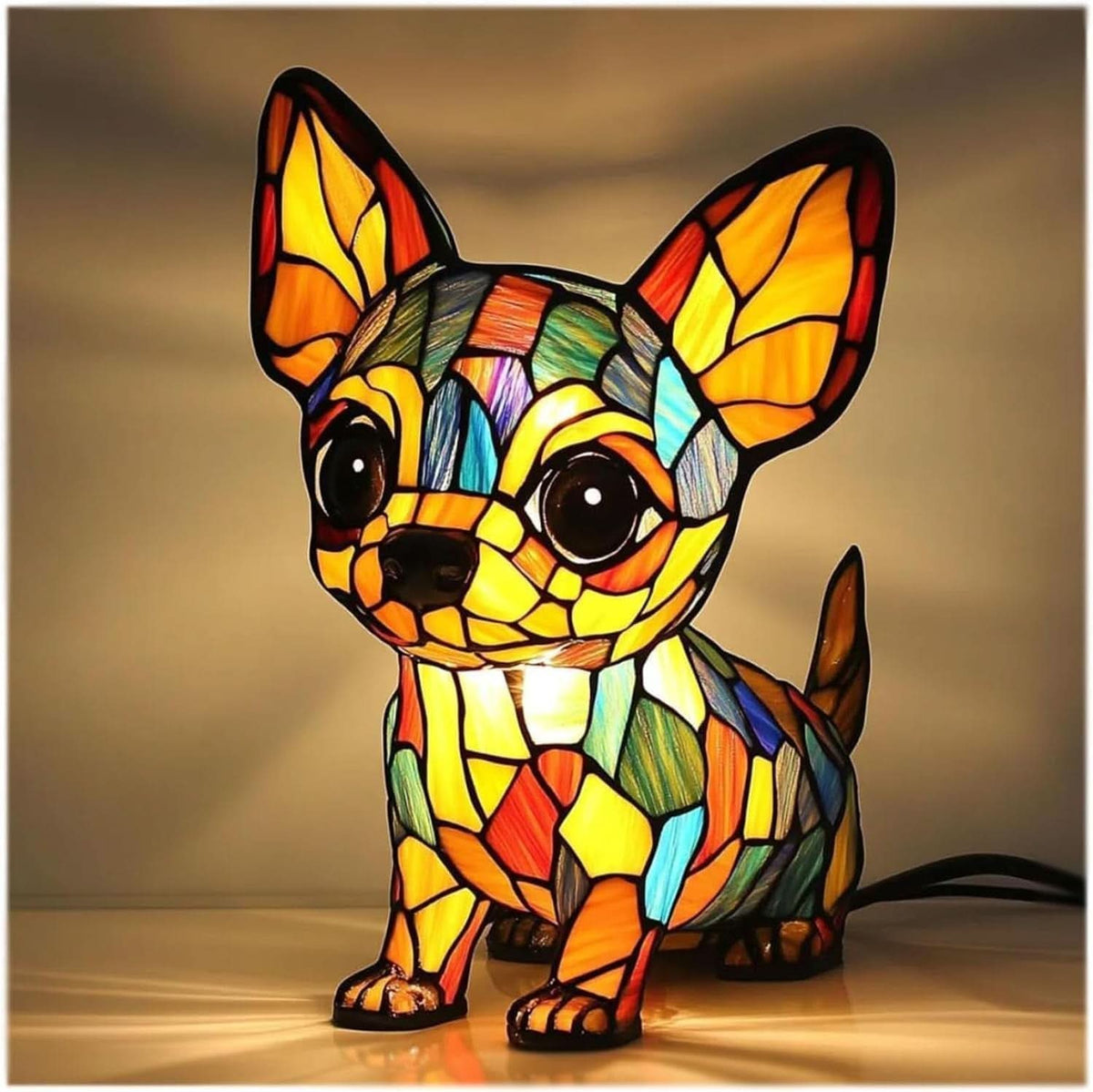 USB Powered Dog Breed LED Night Light 6 in Accent Lamp Warm Glow for Bedroom Nightstand Desk Shelf Decor Puppy Sculpture Chihuahua Corgi Dac