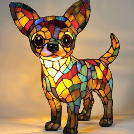 USB Powered Dog Breed LED Night Light 6 in Accent Lamp Warm Glow for Bedroom Nightstand Desk Shelf Decor Puppy Sculpture Chihuahua Corgi Dac