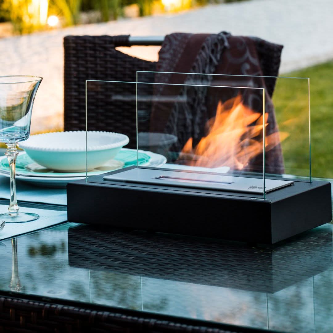 Tabletop Bioethanol Fireplace – Portable Indoor Outdoor Fire Pit with Real Flame for Dining Table Living Room Patio Decor