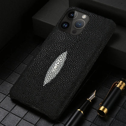 Authentic Stingray Skin Phone Case for iPhone 17 Pro Max 16 15 14 13 12 11 Shock Absorbent Premium Leather Cover Anti-Fingerprint