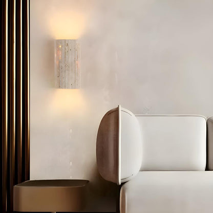 Natural Stone Wall Sconce with Warm LED Light for Modern Living Room, Bedroom & Hallway Lighting