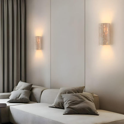 Natural Stone Wall Sconce with Warm LED Light for Modern Living Room, Bedroom & Hallway Lighting