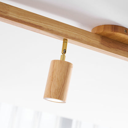 Multi-Head Track Spotlight with Wooden Shades for Kitchen, Dining Room & Living Room | Adjustable LED Rail Fixture | Rustic Farmhouse Ceilin