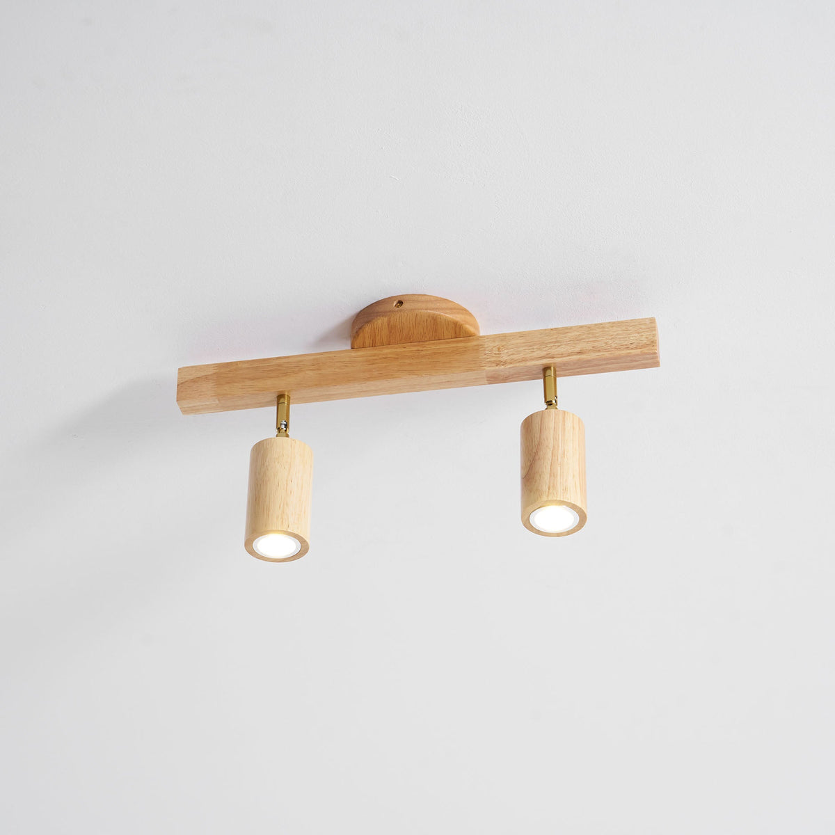 Multi-Head Track Spotlight with Wooden Shades for Kitchen, Dining Room & Living Room | Adjustable LED Rail Fixture | Rustic Farmhouse Ceilin