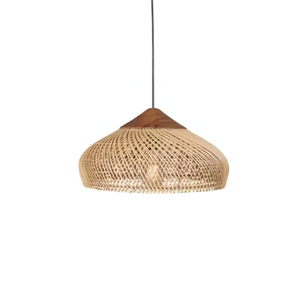 Woven Bamboo Hanging Light 24 Inch Natural Shade Adjustable Cord E26 Socket Boho Farmhouse Ceiling Fixture for Dining Room Kitchen Island Li