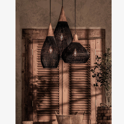Charme naturel | Suspension en rotin à hauteur réglable | Luminaire suspendu de cuisine chaleureux pour une ambiance cosy