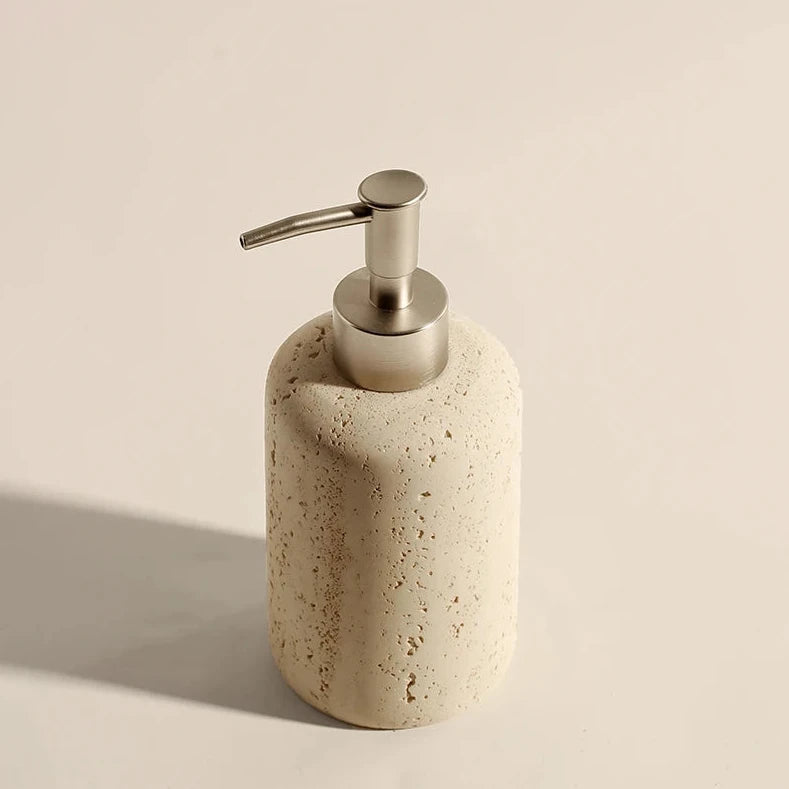 Natural Travertine Stone Bathroom Accessories Set – Elegant Beige Finish