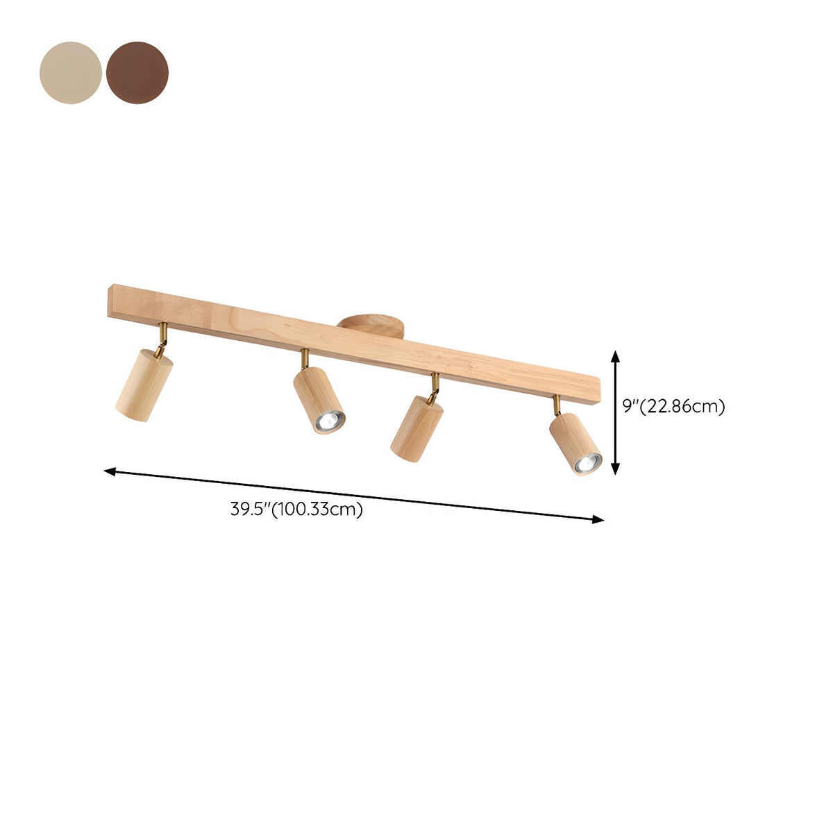 Multi-Head Track Spotlight with Wooden Shades for Kitchen, Dining Room & Living Room | Adjustable LED Rail Fixture | Rustic Farmhouse Ceilin