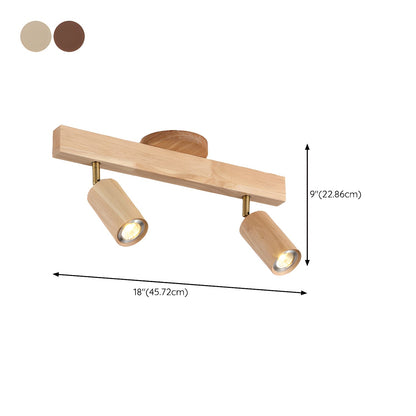 Multi-Head Track Spotlight with Wooden Shades for Kitchen, Dining Room & Living Room | Adjustable LED Rail Fixture | Rustic Farmhouse Ceilin