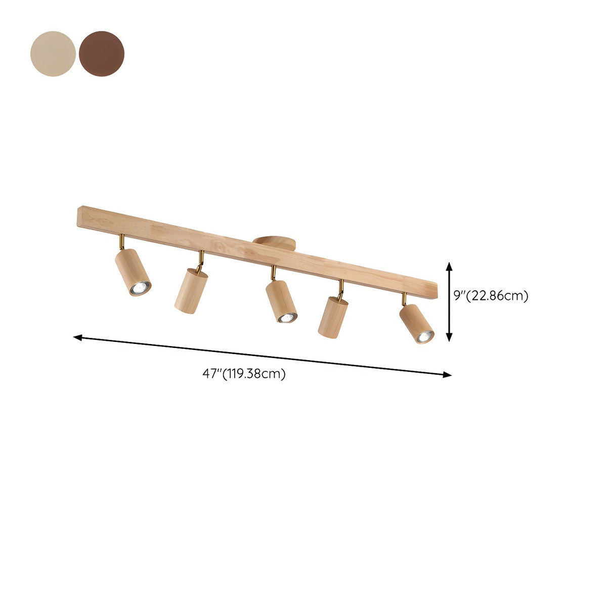 Multi-Head Track Spotlight with Wooden Shades for Kitchen, Dining Room & Living Room | Adjustable LED Rail Fixture | Rustic Farmhouse Ceilin