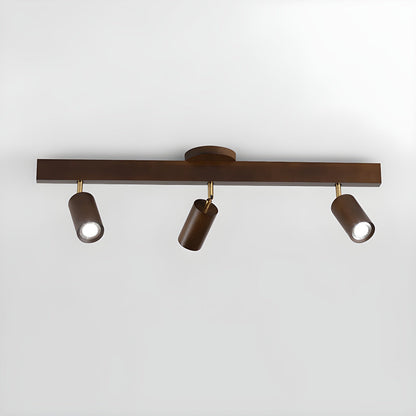 Multi-Head Track Spotlight with Wooden Shades for Kitchen, Dining Room & Living Room | Adjustable LED Rail Fixture | Rustic Farmhouse Ceilin