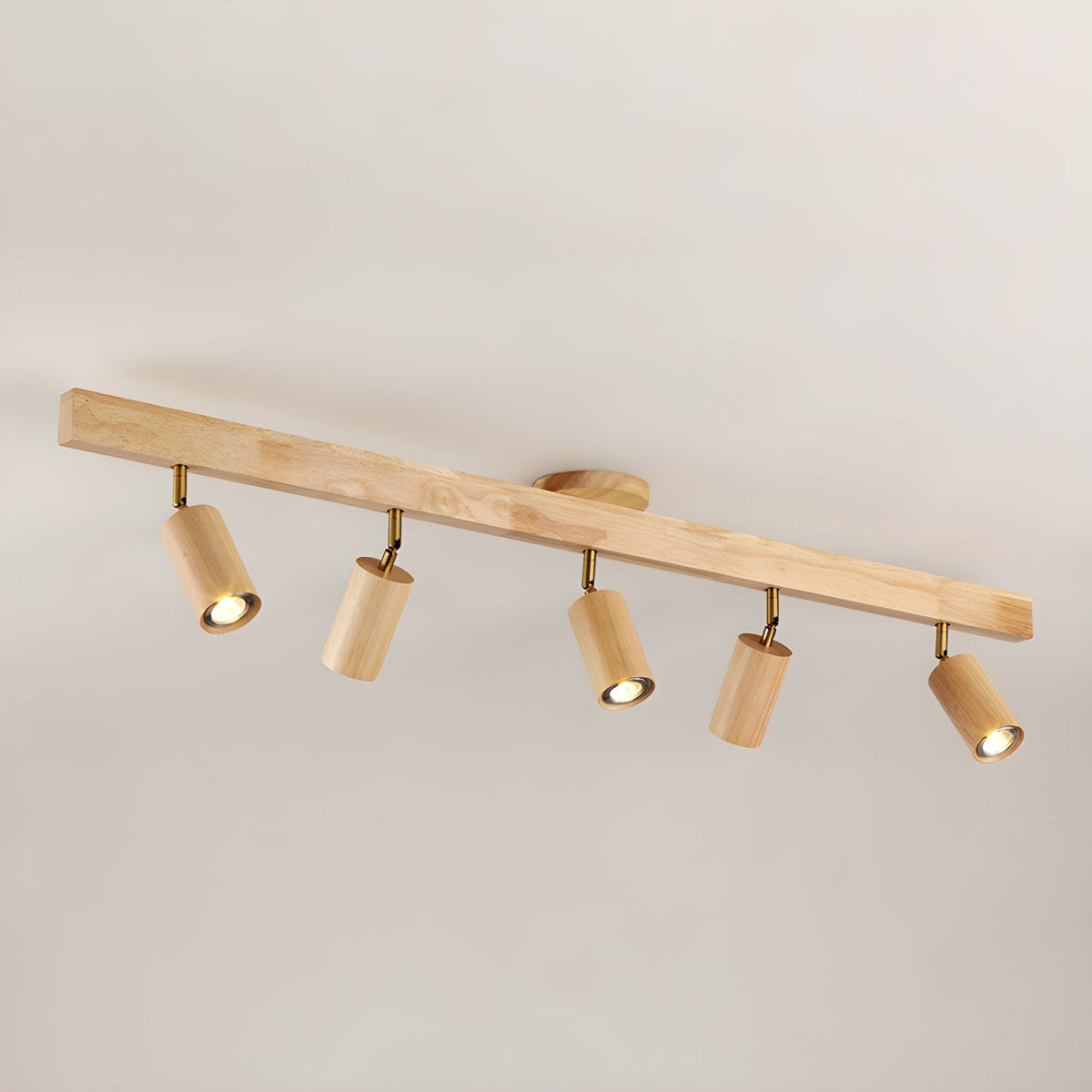 Multi-Head Track Spotlight with Wooden Shades for Kitchen, Dining Room & Living Room | Adjustable LED Rail Fixture | Rustic Farmhouse Ceilin