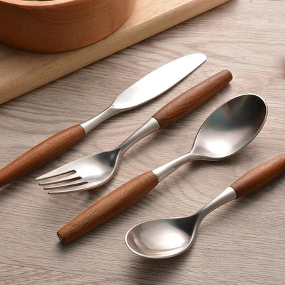 Natural Wood and Stainless Steel Flatware Set – Stylish Dining Essentials