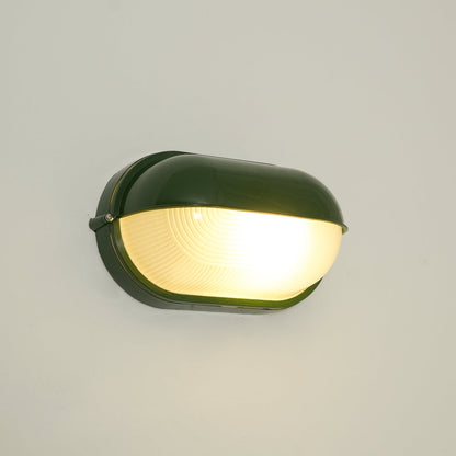 Applique murale extérieure industrielle avec abat-jour en verre nervuré – Luminaire résistant aux intempéries pour porches, patios, entrées, portes et jardins