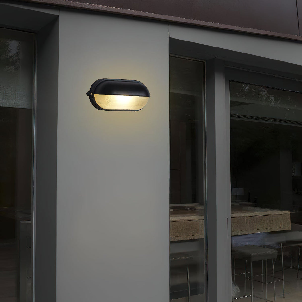 Applique murale extérieure industrielle avec abat-jour en verre nervuré – Luminaire résistant aux intempéries pour porches, patios, entrées, portes et jardins