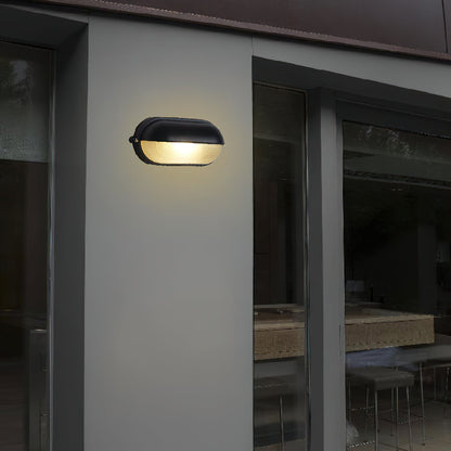 Applique murale extérieure industrielle avec abat-jour en verre nervuré – Luminaire résistant aux intempéries pour porches, patios, entrées, portes et jardins