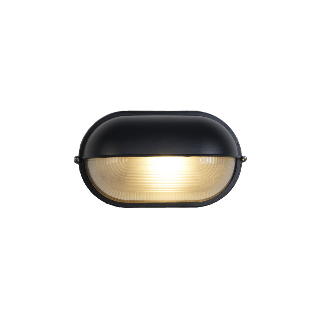 Applique murale extérieure industrielle avec abat-jour en verre nervuré – Luminaire résistant aux intempéries pour porches, patios, entrées, portes et jardins
