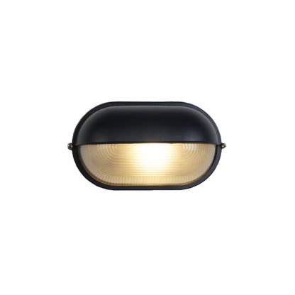 Applique murale extérieure industrielle avec abat-jour en verre nervuré – Luminaire résistant aux intempéries pour porches, patios, entrées, portes et jardins