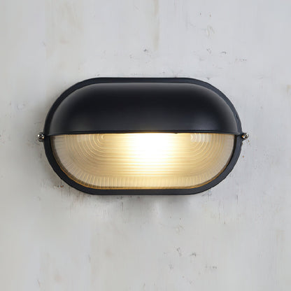 Applique murale extérieure industrielle avec abat-jour en verre nervuré – Luminaire résistant aux intempéries pour porches, patios, entrées, portes et jardins