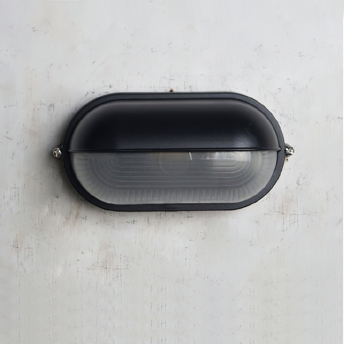Applique murale extérieure industrielle avec abat-jour en verre nervuré – Luminaire résistant aux intempéries pour porches, patios, entrées, portes et jardins