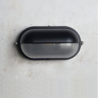 Applique murale extérieure industrielle avec abat-jour en verre nervuré – Luminaire résistant aux intempéries pour porches, patios, entrées, portes et jardins