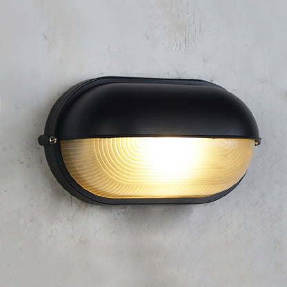 Applique murale extérieure industrielle avec abat-jour en verre nervuré – Luminaire résistant aux intempéries pour porches, patios, entrées, portes et jardins