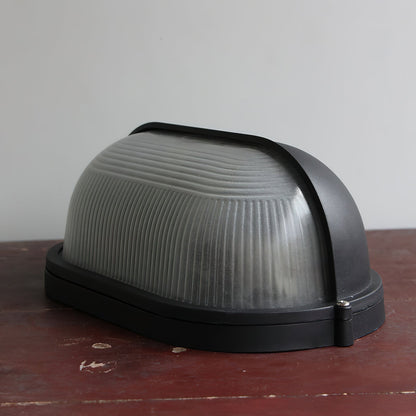 Applique murale extérieure industrielle avec abat-jour en verre nervuré – Luminaire résistant aux intempéries pour porches, patios, entrées, portes et jardins