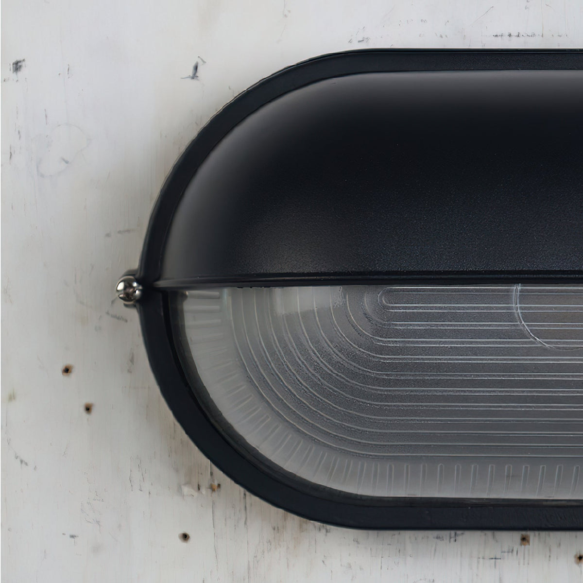 Applique murale extérieure industrielle avec abat-jour en verre nervuré – Luminaire résistant aux intempéries pour porches, patios, entrées, portes et jardins