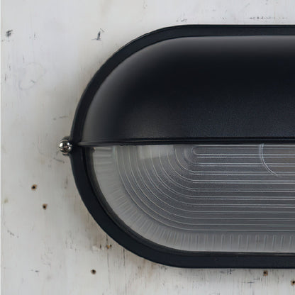 Applique murale extérieure industrielle avec abat-jour en verre nervuré – Luminaire résistant aux intempéries pour porches, patios, entrées, portes et jardins