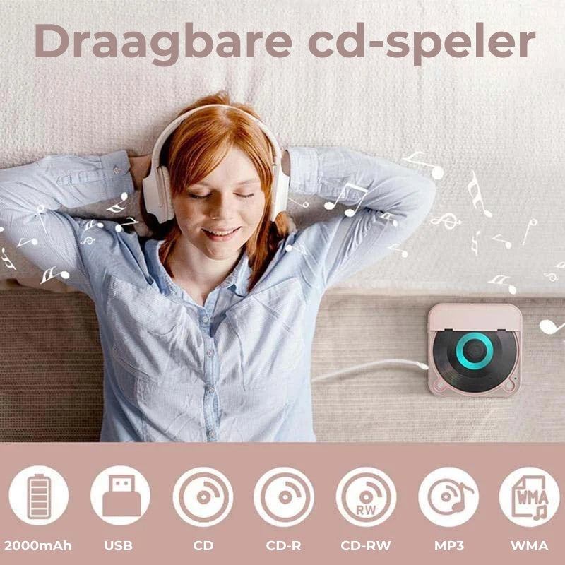 Portable CD Player with Bluetooth 5.3 Wireless Connectivity, USB-C Charging, Compact Lightweight Music Player for Headphones and Speakers, S