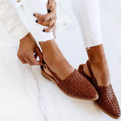 Woven Slingback Sandals Low Wedge Heel Cushioned Footbed Slip-On Summer Shoes for Women Everyday Comfort Flexible Sole