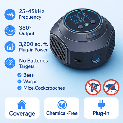 Ultrasonic Pest Repeller Plug-In for Home Indoor Mosquito Wasp Fly Bug Control Chemical-Free 3200 sq ft Coverage