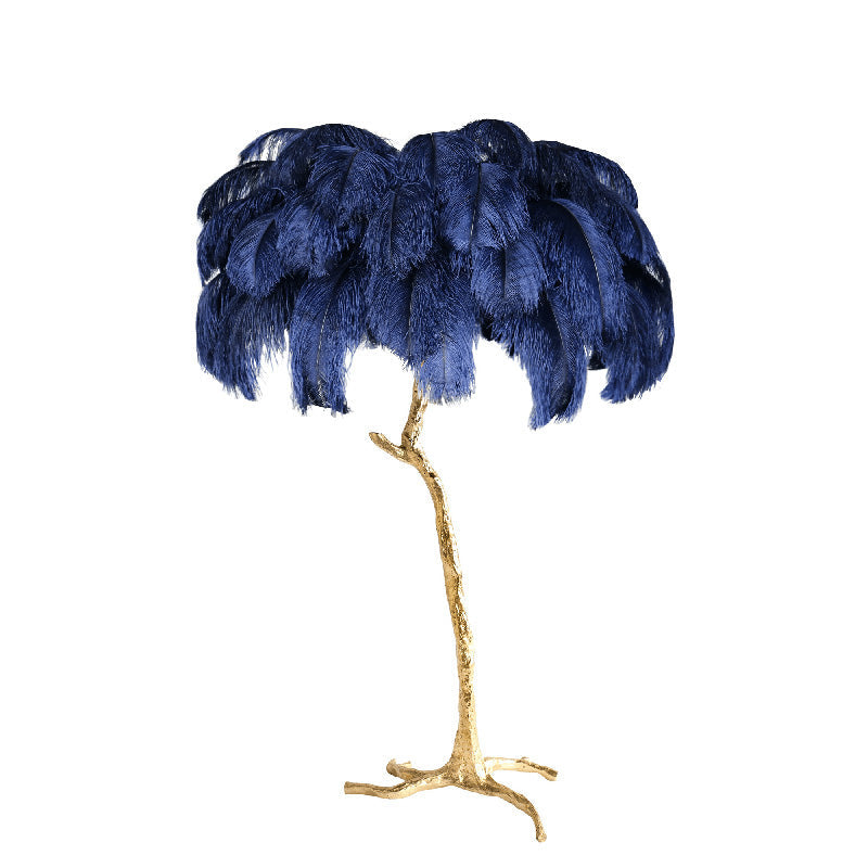 Tropical Feather Standing Lamp 63 in Tall Palm Tree Style Ambient Floor Light for Bedroom Living Room Decorative Accent Lighting