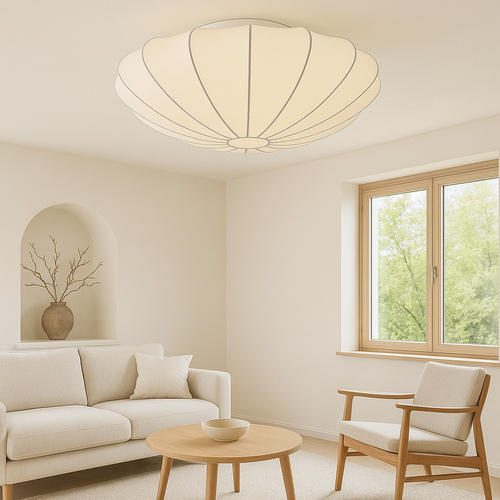 Suspension lumineuse avec abat-jour en fibre souple, diamètre 40-79 cm, éclairage d'ambiance 3000K pour chambres et salles à manger, plafonnier moderne