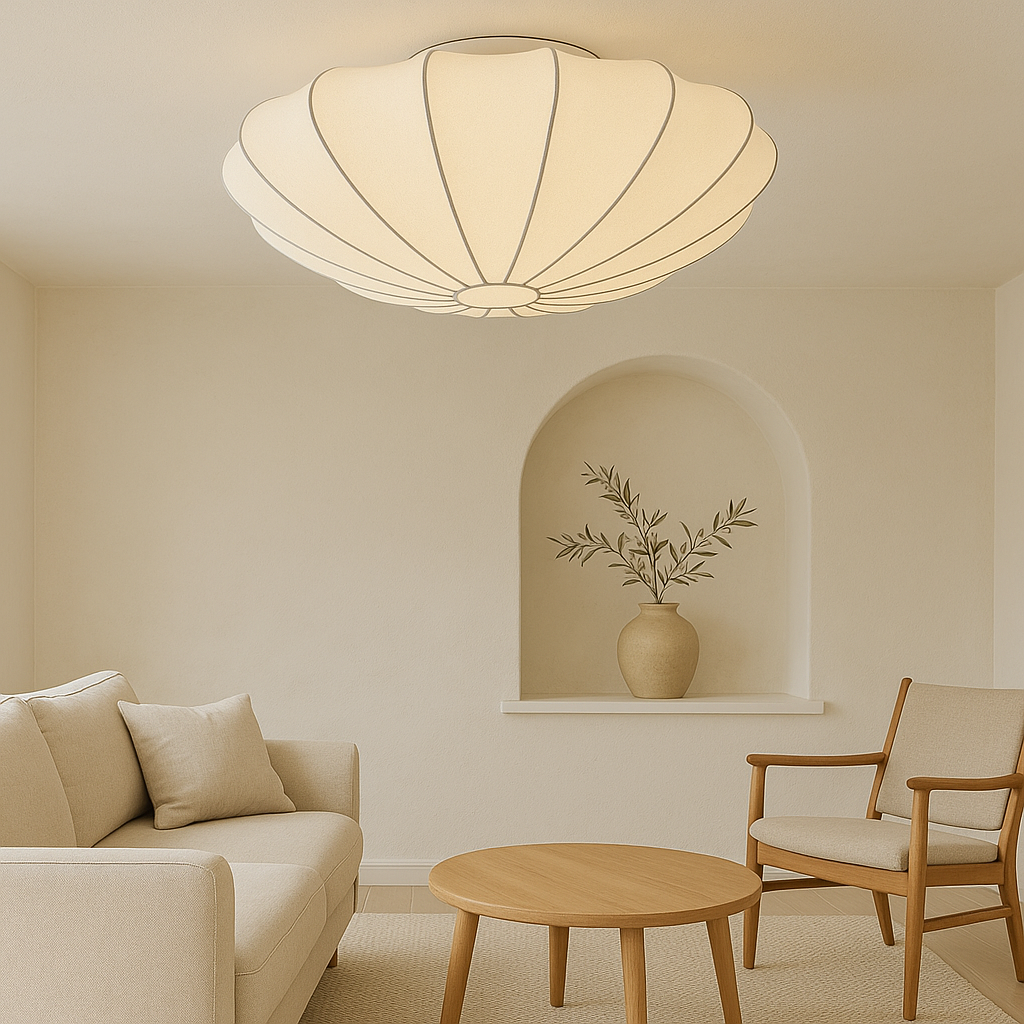 Suspension lumineuse avec abat-jour en fibre souple, diamètre 40-79 cm, éclairage d'ambiance 3000K pour chambres et salles à manger, plafonnier moderne