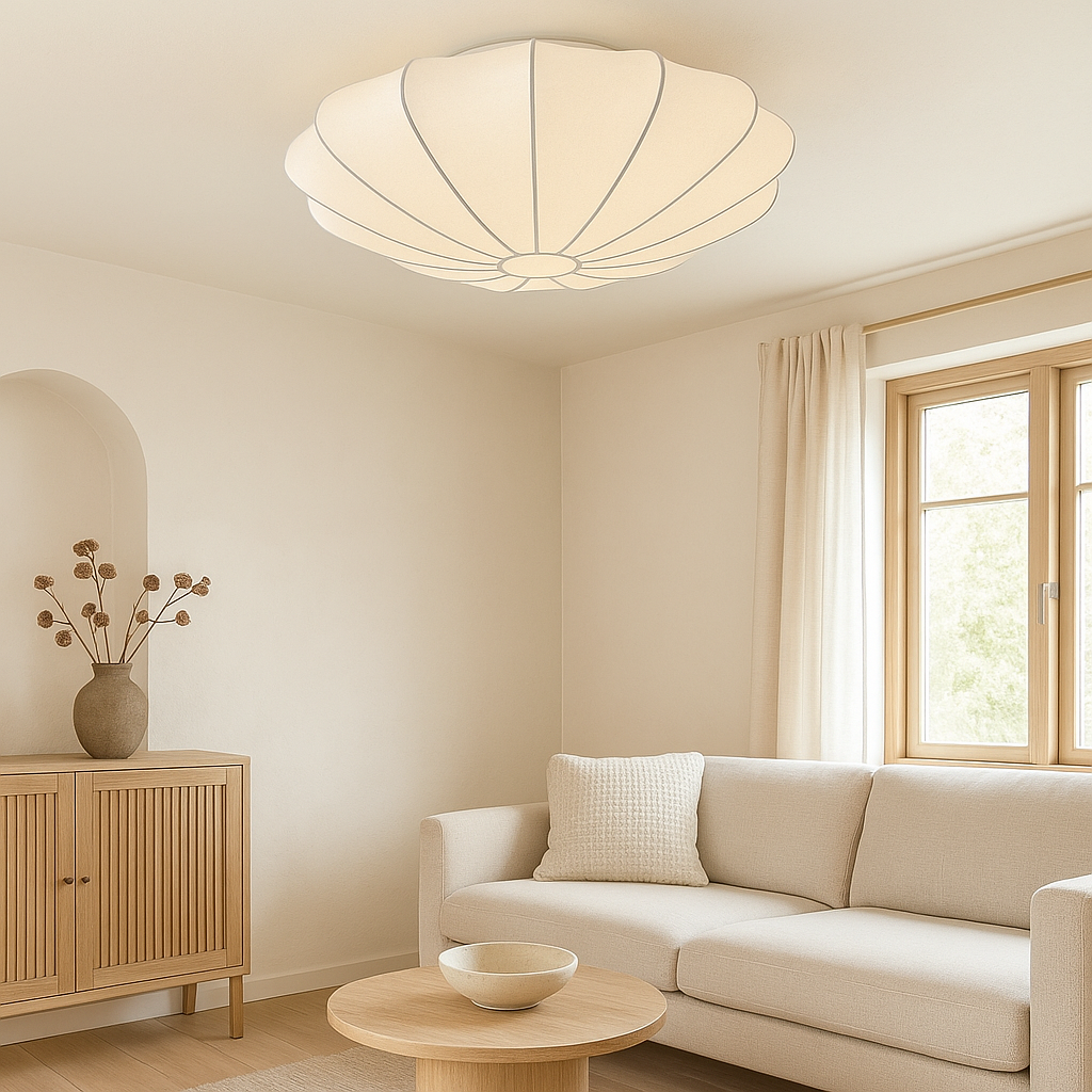 Suspension lumineuse avec abat-jour en fibre souple, diamètre 40-79 cm, éclairage d'ambiance 3000K pour chambres et salles à manger, plafonnier moderne