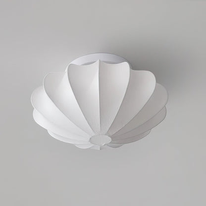Flush Mount Pendant with Silk Shade White Metal Base for Bedroom Living Room Hallway Soft Glow E26 Socket 40W Compatible Wall or Ceiling Ins
