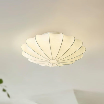 Flush Mount Pendant with Silk Shade White Metal Base for Bedroom Living Room Hallway Soft Glow E26 Socket 40W Compatible Wall or Ceiling Ins
