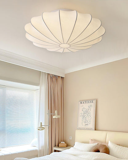 Flush Mount Pendant with Silk Shade White Metal Base for Bedroom Living Room Hallway Soft Glow E26 Socket 40W Compatible Wall or Ceiling Ins