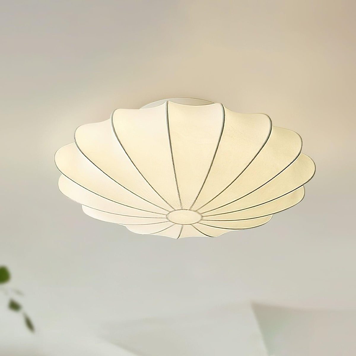 Flush Mount Pendant with Silk Shade White Metal Base for Bedroom Living Room Hallway Soft Glow E26 Socket 40W Compatible Wall or Ceiling Ins