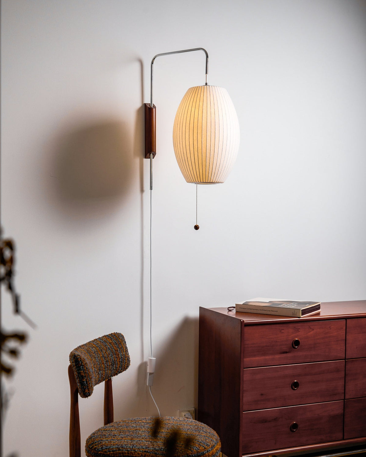 Plug-In Wall Sconce with Swivel Bracket & Frosted Glass Shade – 16 in Height, 59 in Cord – Adjustable Bedroom & Living Room Accent Light for