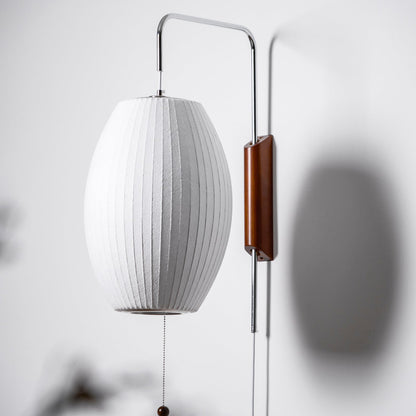 Swivel Sphere Wall Light with Adjustable Cord 15.7 in Walnut Chrome Finish Plug-In LED Sconce for Bedroom Office Living Room