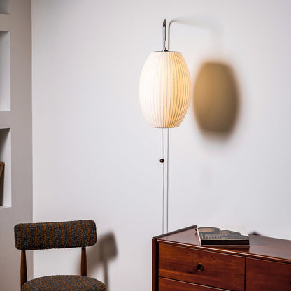 Swivel Sphere Wall Light with Adjustable Cord 15.7 in Walnut Chrome Finish Plug-In LED Sconce for Bedroom Office Living Room